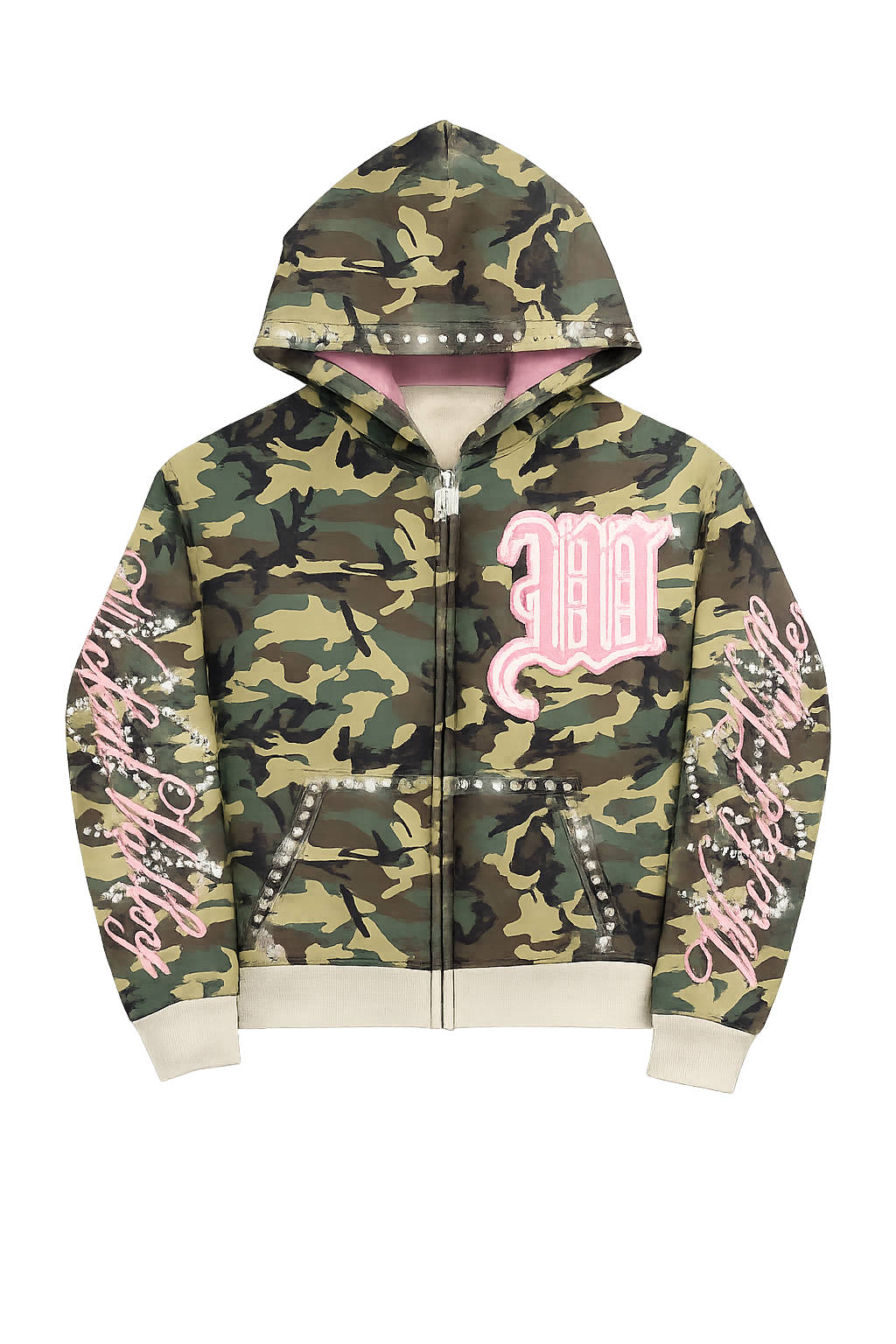 "PINKY-ARMY" ZIP UP HOODIE