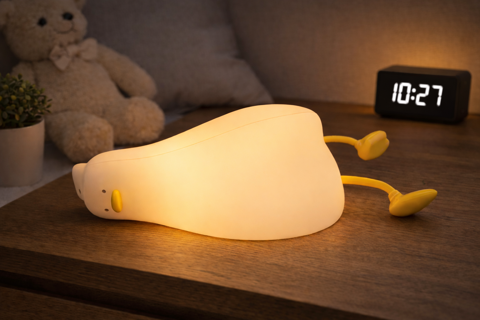 مصباح ليلي سيليكون للأطفال – تصميم البطة | Silicone Duck Night Light – RGB, Type-C