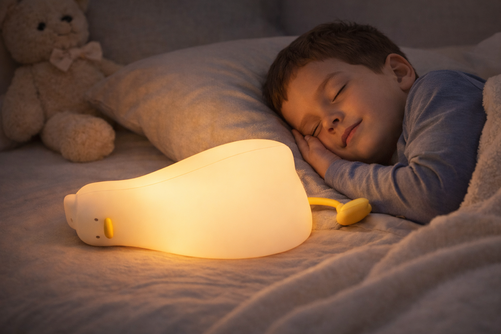 مصباح ليلي سيليكون للأطفال – تصميم البطة | Silicone Duck Night Light – RGB, Type-C