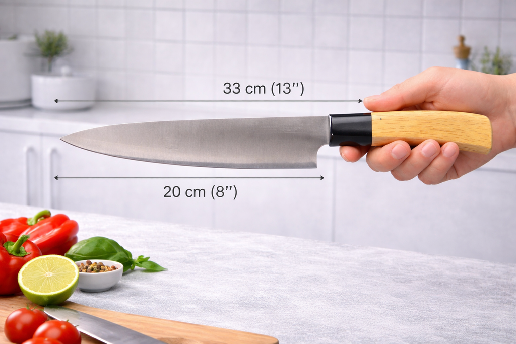 طقم مطبخ احترافي – سكينتين + مسن + بلانشة ستانلس Professional Kitchen Set – Knives + Sharpener + Stainless Cutting Board