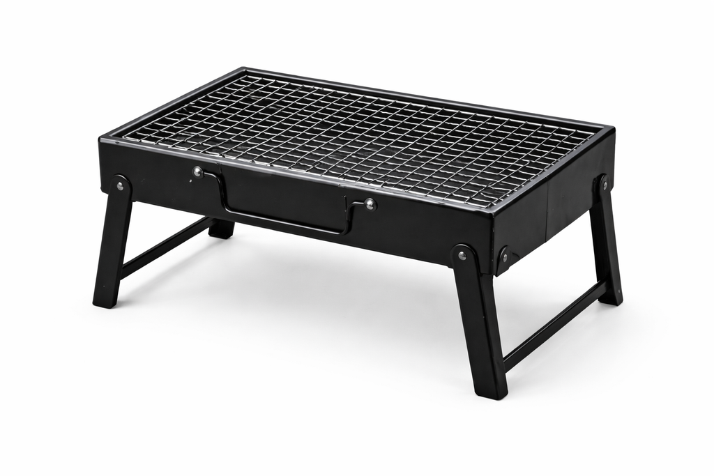 طقم شواء محمول قابل للطي مع كرسيين وماسك ستانلس | Portable Folding BBQ Set with 2 Chairs & Tongs