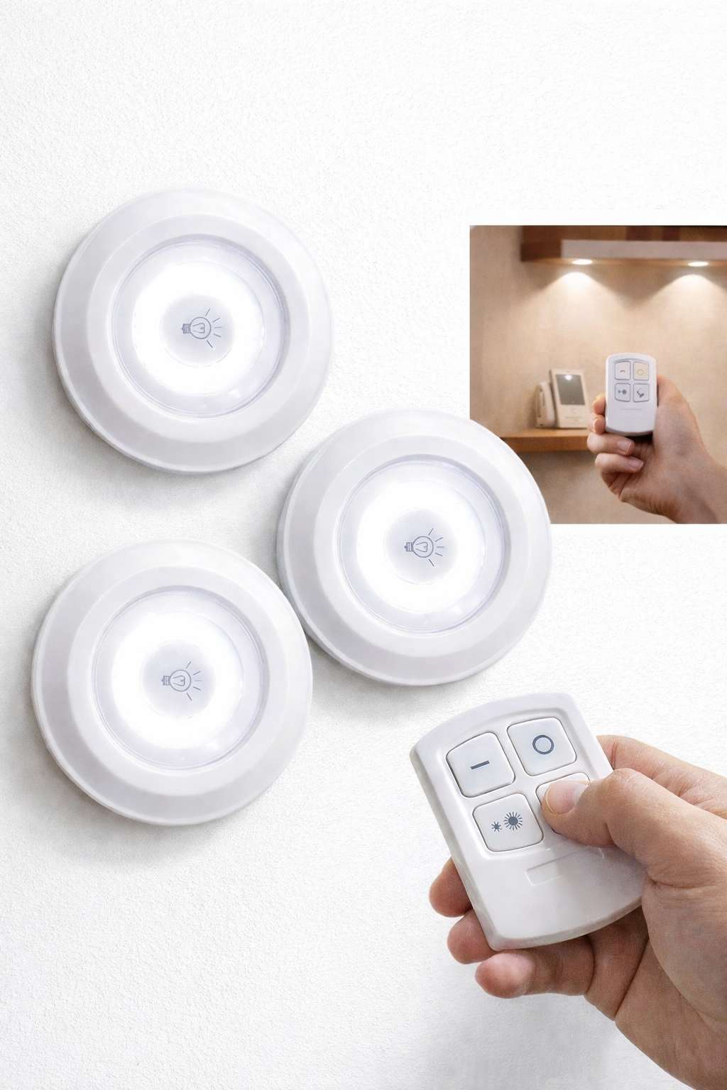 LED Under Cabinet Lights – Wireless Remote Control (Set of 3) لمبات ليد لاسلكية بالريموت (3 قطع)